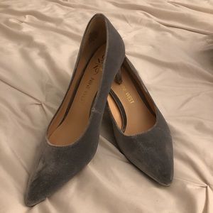 Nine West Grey Suede Pointy Pumps